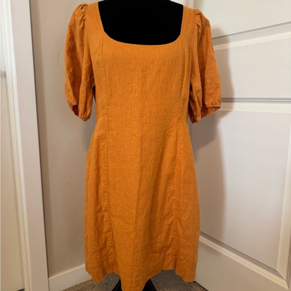 Madewell Dresses & Skirts - Madewell Mustard Yellow Puff Sleeve Dress